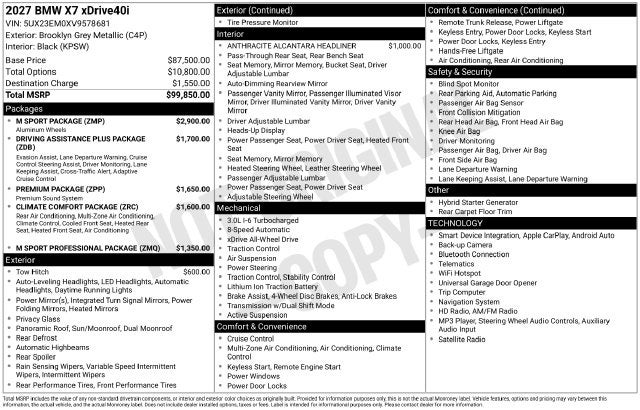 2027 BMW X7 xDrive40i
