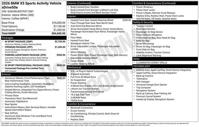 2026 BMW X5 xDrive50e