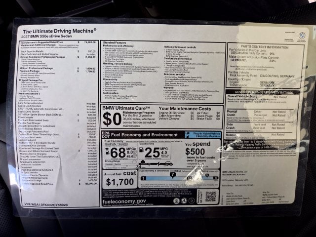2027 BMW 5 Series 550e xDrive