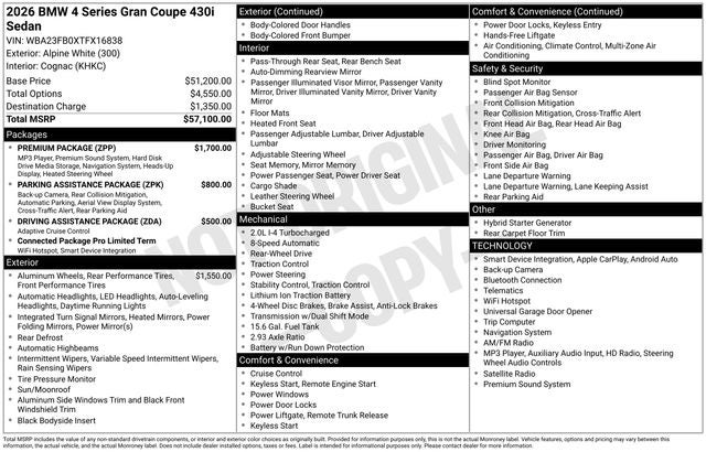 2026 BMW 4 Series 430i Gran Coupe