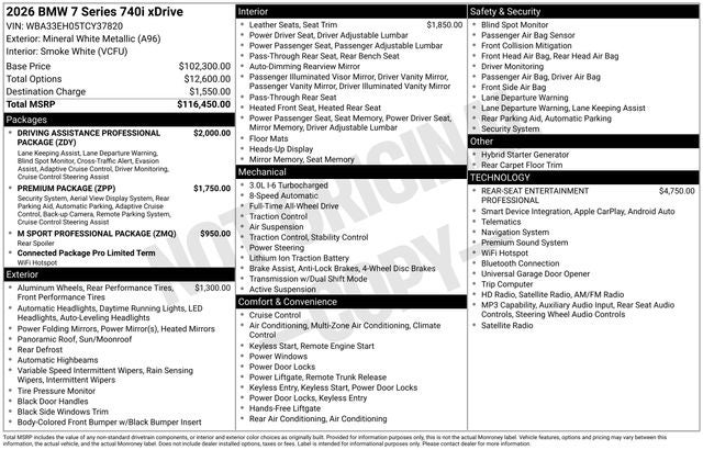 2026 BMW 7 Series 740i xDrive