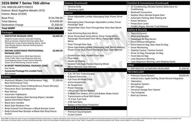 2026 BMW 7 Series 760i xDrive M Sport