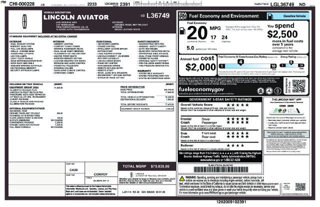 2020 Lincoln Aviator Reserve Premium