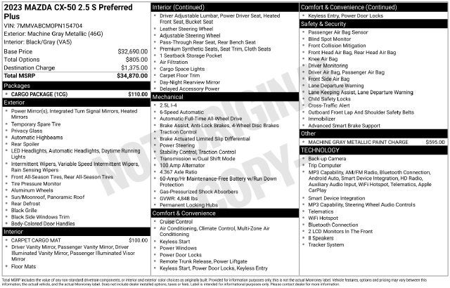 2023 Mazda Mazda CX-50 2.5 S Preferred Plus Package