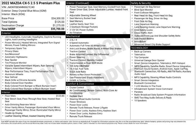 2022 Mazda Mazda CX-5 2.5 S Premium Plus Package