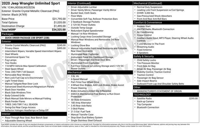 2020 Jeep Wrangler Unlimited Sport