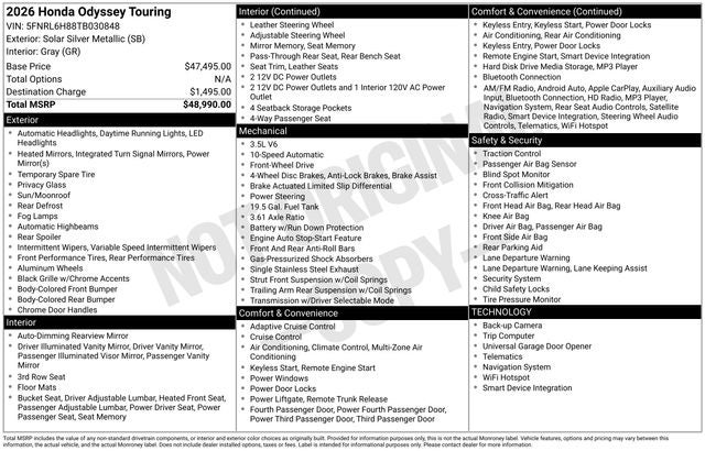 2026 Honda Odyssey Touring