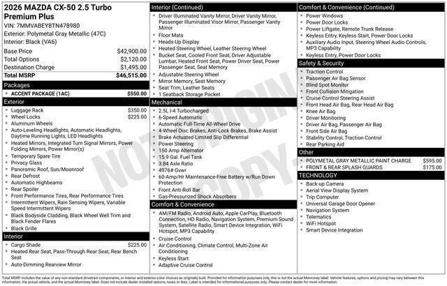 2026 Mazda Mazda CX-50 2.5 Turbo Premium Plus